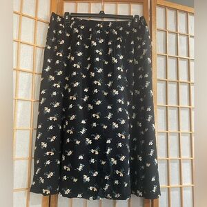 Apt. 9 Black and yellow floral Midi A-Line Skirt
